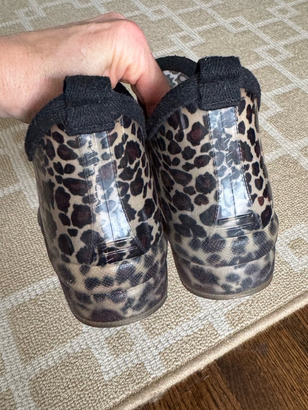 Capelli Leopard Print Rain Boots Ankle Waterproof Rubber Size 7 - Picture 6 of 12